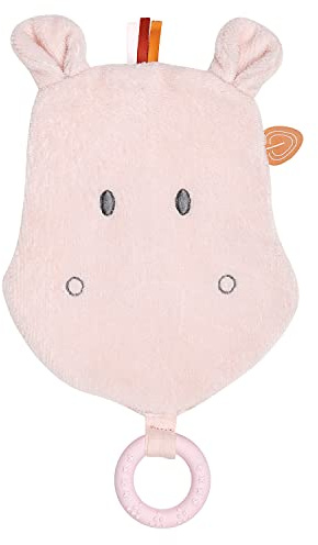Nattou Schnuffeltuch aus Baumwolle und Polyester (Frottee), Mit Beißring aus Silikon, Nilpferd Susie, Wegbegleiter ab der Geburt, Ca. 30 cm, Susie und Bonnie, Rosa