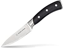 DURA LIVING 3.5-Inch Paring Knife – Ultra-Sharp German High Carbon Stainless Steel, Full Tang, Ergonomic Handle, Multipurpose Kitchen Knife for Chopping, Slicing, and Dicing, Black