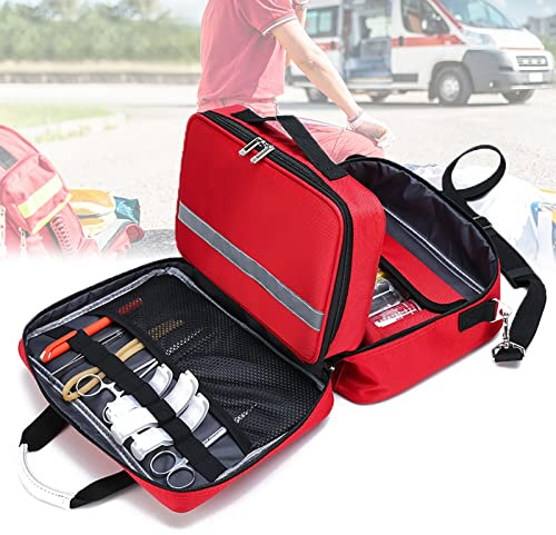 Koncy Sac Premier Secours, Malette Infirmiere Liberale, Trousse de Secours Vide pour Randonnée Camping Voiture, Grand Volume, Robuste, Léger, Rouge