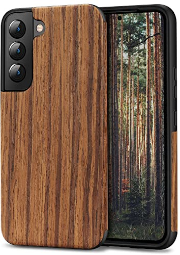 TENDLIN Coque Compatible avec Samsung Galaxy S22 Plus Etui de Protection en Bois et TPU Compatible avec Samsung Galaxy S22 Plus (Bois de Santal Rouge)