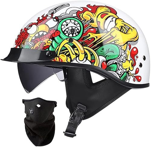 STTTBD Casco da Moto Casco da Scooter per Casco Semi Aperto Unisex Approvato DOT/ECE con Visiera Parasole Fodera Rimovibile per Scooter da Bici D,XXL