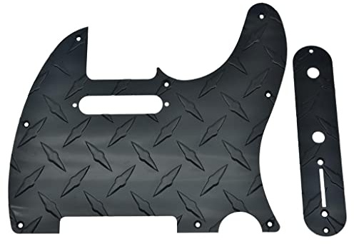 KAISH Diamantplatte 8-Loch Tele Schlagbrett mit Metall Diamantplatte Kontrollplatte und Schrauben für modernen amerikanischen / mexikanischen Fender Telecaster schwarz