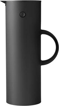 Stelton Isolierkanne EM77 - Doppelwandige Isolierkanne für heiße/kalte Getränke - Tee- & Kaffeekanne mit Glaseinsatz, Magnetverschluss, Schraubdeckel, Vintage-Design - 1 Liter, Soft Black