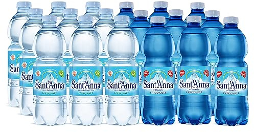 Acqua Sant'Anna Pack 0,5L Mix Naturale e Frizzante | 96 Bottiglie | Acqua Minerale Naturale Oligominerale Minimamente mineralizzata | Plastica 100% Riciclabile
