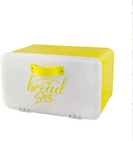 Générique Boîte à pain en métal boîte à pain rouge jaune pour comptoir de cuisine rétro grande corbeille à pain ferme pour tout votre stockage de pain