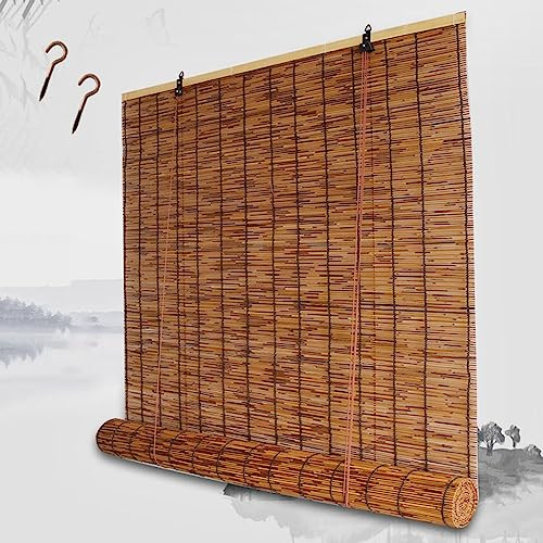 HRXQ Bambusrollo 100 120 140 180cm Breit Wetterfest Bambus Rollo Holzjalousie Schilfrohrvorhang Rollo Bambus Für Fenster Und Türen, Sonnenschutz Sichtschutz/Wasserdicht/Anti-Uv