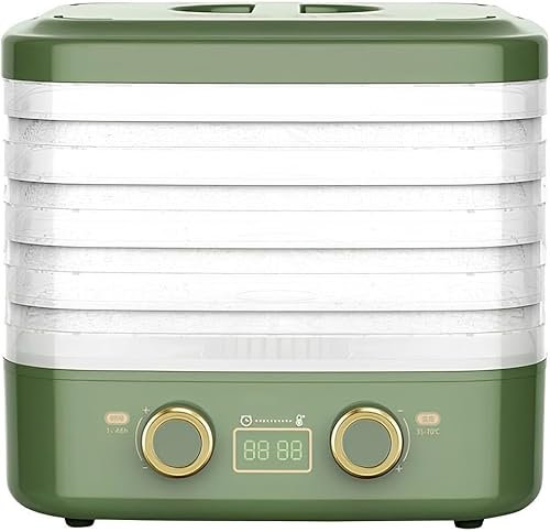 SONLED 5 Tray Food Dehydrator, 160W Commercial Dehydrator Machine with Timer and Thermostat Control, Food Dryer for Drying Fruit, Meat, Vegetables, Mushroom, Herb, Seed Green