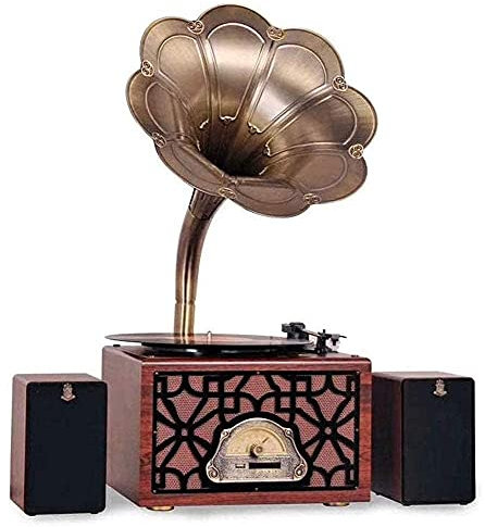 ROLTIN Gramófono Retro, con Casete, gramófono clásico Retro Grande, Forma de fonógrafo, Altavoz estéreo, Sistema de Sonido