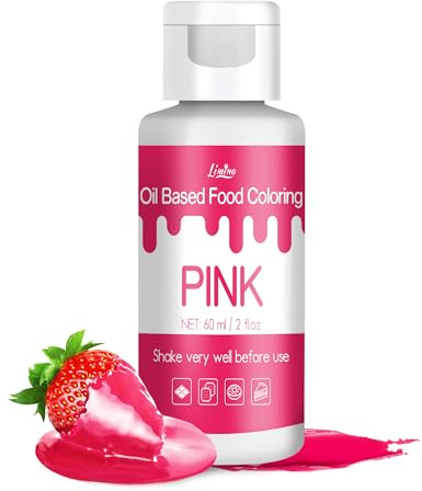 Fettlösliche Lebensmittelfarbe - 60ml Ölbasis Lebensmittelfarben für Schokolade, Süssigkeit, Kuchen, Backen, Macaron - Konzentrierte Food Coloring für Tortendeko, Buttercream, Fondant (Rosa)
