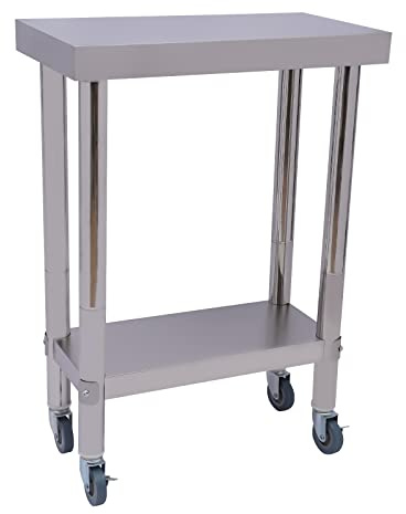 GramStudio Edelstahltisch, 2 Lagen Arbeitstisch Edelstahl Küchentisch Zerlegetisch mit Rollen, Tragfähigkeit 300kg, 60 * 30 * 85 cm, für Restaurant, Haus und Hotel
