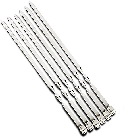 Brochettes de kebab, fournitures de barbecue, bâtons de barbecue larges, 6 pièces, camping en plein air, pique-nique, fourchette de barbecue plate, ustensile de barbecue, brochette de barbecue en ac