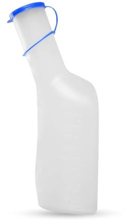 PP-Urinflasche für Männer, 1 Liter / 1000 ml, haltbare Kunststoff Urinflasche mit Verschluss, gut ablesbare Messlinien, tragbar für Reisen, Auto Notfall