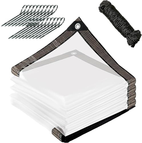 WOVTE 10x12 FT Clear Tarp Heavy Duty Waterproof, Clear Tarps with Grommets, Clear Plastic Tarp with Reinforced Edge for Patio, Garden, Greenhouse, Chicken Coop-Transparent Tarpulin