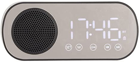 Radio-Réveil avec Double Réveil, Haut-Parleur sans Fil, Grand écran LED, Batterie au Lithium (1600 mAh), BT 5.0, Emplacement pour Carte Mémoire, Horloge Numérique, pour Lire,