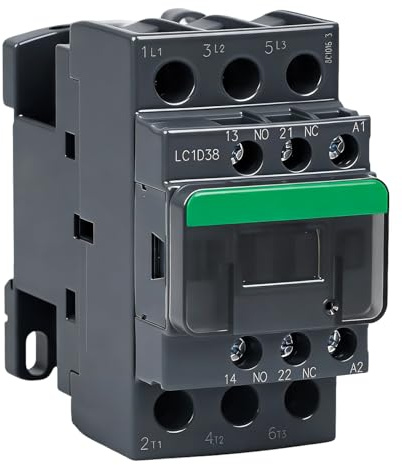 Tissting Leistungsschütz Spule 3P 38A 380V Motorschütz LC1D Typ AC Schütz | 1NO 1NC AC 48V Hilfskontakte Hutschienen Schütz Silberlegierungskontakte Wechselstromschütz