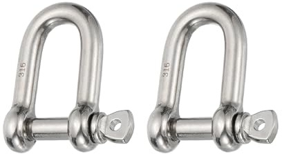 PATIKIL Schraub-Pinschäkel 8mm 5/16 660lb, 2 Stücke 316 Edelstahl Geschmiedeter D-Schäkel Marinequalität für Ketten Drahtseil im Freien, Silber