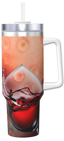 JBYJBX Copa de vino tinto con estampado de animación de 1,134.0 g, vaso de acero inoxidable aislado portátil para bebidas frías y calientes