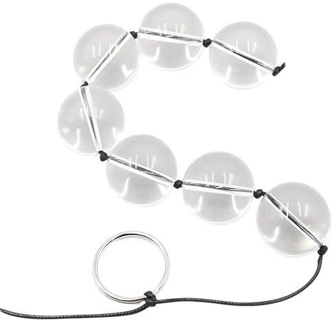 Glass Anal Beads Crystal Butt Plug, 7 Anal Training Expander Dildo Beads Anal Chain Sex Toys for Men, Prostate Massager Clear Smooth Crystal Balls Vagina Anal Plug Adult Sex Toys