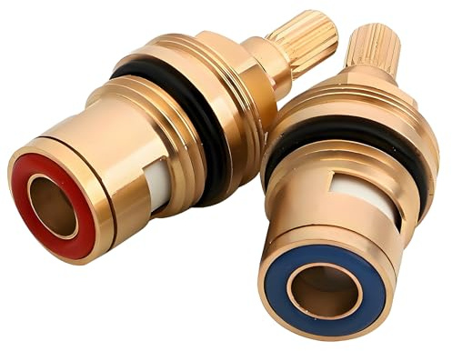Zliger 2 Stücke Wasserhahn Ventiloberteil 1/2 Zoll Keramik-Oberteil Armaturen Vierteldrehung Kartusche Ventil Wasserhahn Armatur Ventile Ersatz Wasserhahn-Kartusche für Bad Küche (2)
