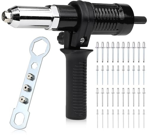 FSWWSF Adaptateur de Rivets Aveugles à Pince à Riveter avec 40 pcs Rivets 10 par Taille 2,4/3,2/4,0/4,8 mm, Embouts à Riveter pour Perceuse Visseuse Sans Fil