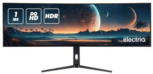 Electriq 49 Super UltraWide IPS 5K DQHD 144Hz 1ms Curved Gaming Monitor | HDR Brightness 400 | Dual HDMI Ports | Sharp, Smooth & Immersive Visuals for Multitasking and High-Speed Gameplay