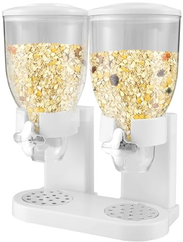 Dispensador Doble De Cereales, Recipiente Doble Para Alimentos Secos De 2 L, Dispensador De Alimentos A Prueba De Fugas, Recipiente Para Almacenar Cereales De Cocina Para Copos De Maíz, Frijoles