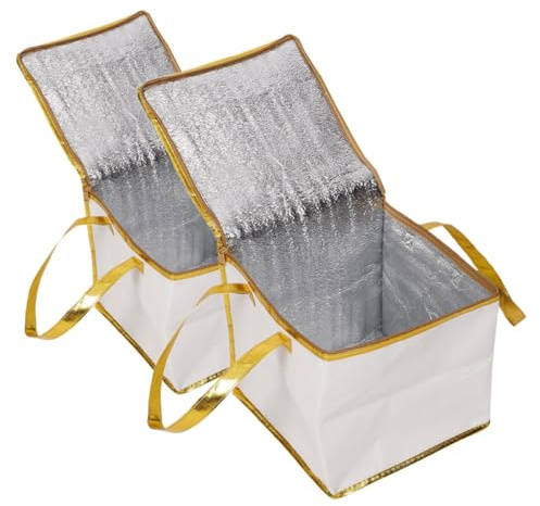 Garneck Large Utility Tote Bag for Parties and Takeout Services for Cakes and Bread Non-woven Fabric Thermal Insulation Tote 2pcs with Spacious Interior, Keeps Cakes Fresh in White