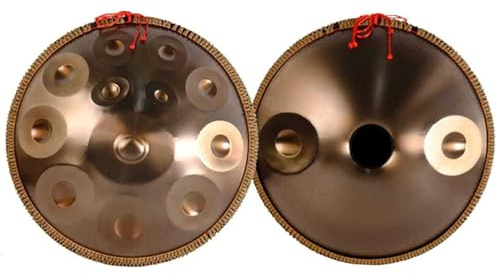 Premium Stahl-Handtrommel 432 Hz/440 Hz, Handpan-Instrument Handpan-Trommel Für Erwachsene, 9/10/12/14 Noten 22 Zoll Gold Performer In D-Moll, Für Yoga, Reisen, Musik(B-432Hz,14Notes)