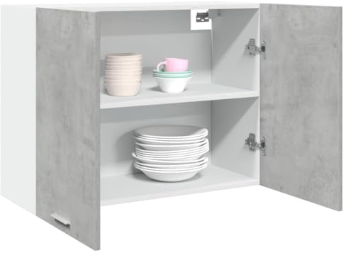 KTHLBRH Armario Colgante Lyon Gris hormigón 80x31x60 cm Madera de ingeniería, diseño de Pared para Cocina con Amplio Almacenamiento, Estructura Estable y Superficie Lisa Resistente