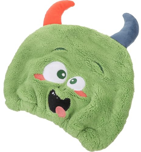 VANZACK Saugfähiges Haarhandtuch aus Coral Fleece mit Niedlicher Cartoon Haartrocknungskappe für Kinder Leichtes Haartrocknen und Schonende Haarschonung in Grün