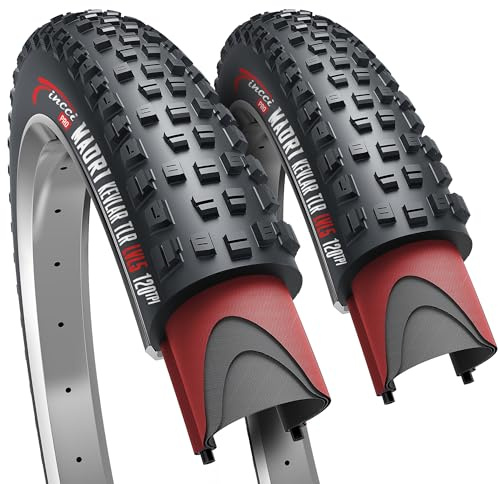 Fincci Maori Tubeless 29x2.4 - Par Cubiertas MTB 29 x 2.40 Plegables Aramid 62-622 1mm Antipinchazos 120 TPI - Neumático Montaña para Bicicleta Eléctrica, XC, Enduro e Híbrida