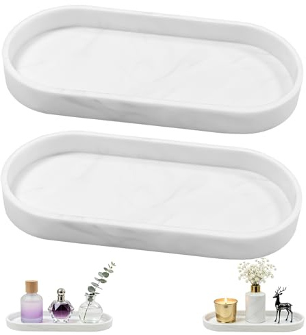 2 Pièces Plateau Salle de Bain,25x11 cm,Plateaux de Rangement Ovale | en Silicone,TAIVIN Decorative Tray,Adaptés aux Salles de Bain,Cuisines,Coiffeuses et Décoration Intérieure