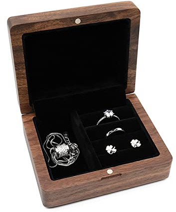 hogtnd Joyero pequeño para hombre, cajas de almacenamiento para marido, novio, joyería de madera para estuche, organizador de joyas, caja organizadora de joyas, caja de madera de viaje, pequeña para