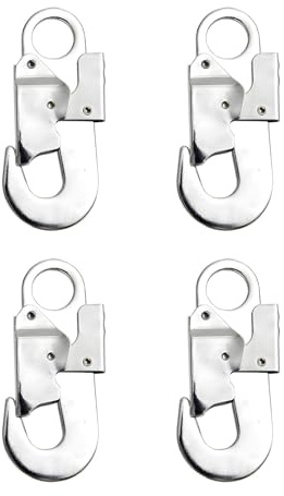 Vestamore 4 ganchos de seguridad de 23 Kn, gancho de escalada de 5.1 x 2.4 pulgadas con cerradura, acero galvanizado, equipo de montañismo para electricista
