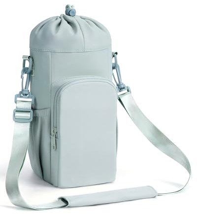 sportsnew Water Bottle Carrier Bag Insulated with Strap,Phone Pocket,Green