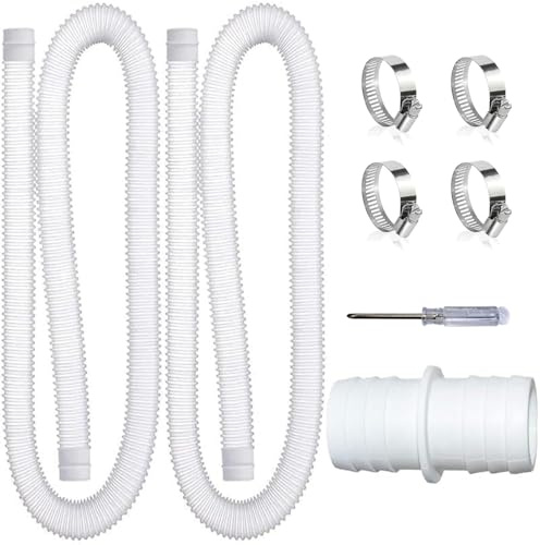 Poolschlauch 32mm,2 Stück 1.5M Schwimmbadschlauch Ersatzschlauch,4 Stück Sicherungsclip Und 1 Stück Schlauchverbinder,Hochwertiger Pool Schlauch,Poolfilterschlauch,für Filterpumpe Und Schwimmbad