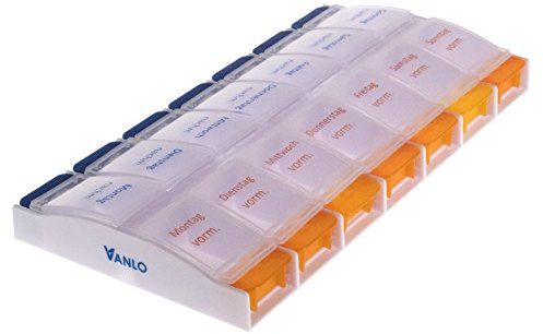 Vanlo Wochenpillendose mit Öffner - 14 Fächer - beschriftet mit Mo-So + vormittag nachmittag
