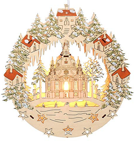 Dekohelden24 Holz Fensterbild, Motiv: Frauenkirche Dresden, L/B/H ca. 30 x 5 x 30 cm