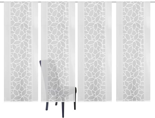 Home Fashion 4er-Set SCHIEBEGARDINEN Jacquard, Farbe: weiß, Maße: 4X 225x57 cm
