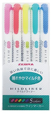 ZEBRA Highlighter Mildliner, 5 ljusa färger set (WKT7-5C-HC)