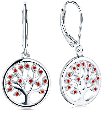 JO WISDOM Damörhängen, 925 sterling silver släktträd av liv droppe & dinglande örhängen, Sterlingsilver, Kubisk zirkonia