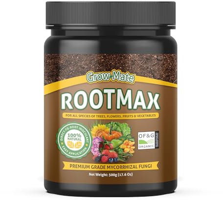 Grow Mate Abono para plantas en polvo de hongos micorrizas, 500g Maximice el tamaño de la raíz, Polvo de enraizamiento vegetal, Abono de césped, vegetal saludable con estas hormonas de enraizamiento