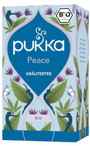 Pukka Peace Bio Kräutertee Ashwagandha & Hanf Entspannungstee 20 Btl | Für ruhige Momente, sanfte blumige Noten, minziger Abgang, von Natur aus koffeinfrei, aus biologischem Anbau