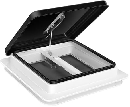 Livpow RV Roof Vent Kit 14 x 14 Manual Lift Black Lid