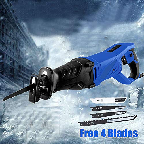 Powerful Reciprocating Saw 850W 240V Electric Corded Sabre Saw, with Non-Slip Rotary Handle (90° Left & Right) Variable Speed with LED Light 4 Saw Blades for Wood Metal PVC