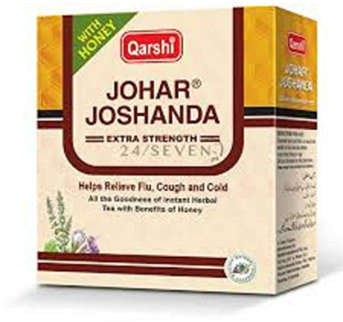 QARSHI JOHAR JOSHANDA Extra Strength Herbal Tea Remedy Cold Flu (Honey, 60 Sachets)