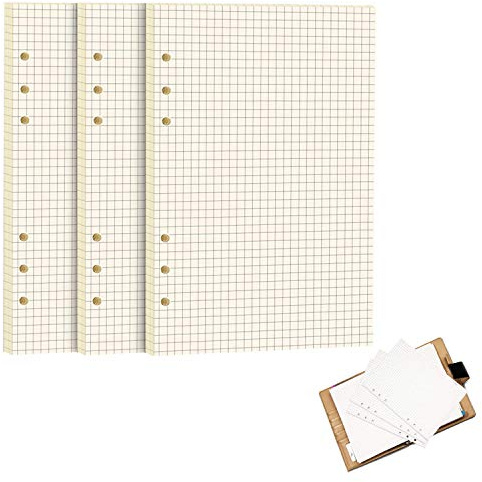Nachfüllpapier, 6 Löcher 135 Blätter für Notizbuch, A5/A6 Papier Karierte Nachfüllpapier Set, Blätter Notebook Squared Paper Nachfülleinlagen, für A5 Notizbuch Tagbuch Skizze Malerei