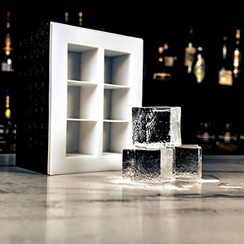 Box med isbitsform för 6 stora, transparenta kuber | Låda med isbitsform för 6 stora, transparenta isbitar | 5 x 5 x 5 cm vardera | kristallklara | smälter långsammare | perfekt för cocktails och whisky
