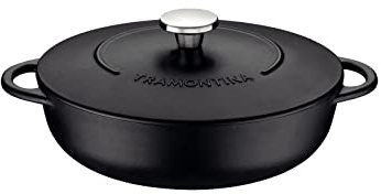 Tramontina Shallow Casserole Dish 28 cm Enamel Cast Iron, 4.1 litres (Cast iron with non-stick)