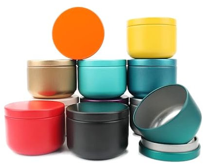 20er-Pack 50 ml mehrfarbiges Weißblech, runde Teedose, kleine Dosen, Dosen, Lebensmittelbehälter für Süßigkeiten, Geschenk, Tee, Basteln, Kaffee und DIY-Kerze (zufällige Farbmischung)